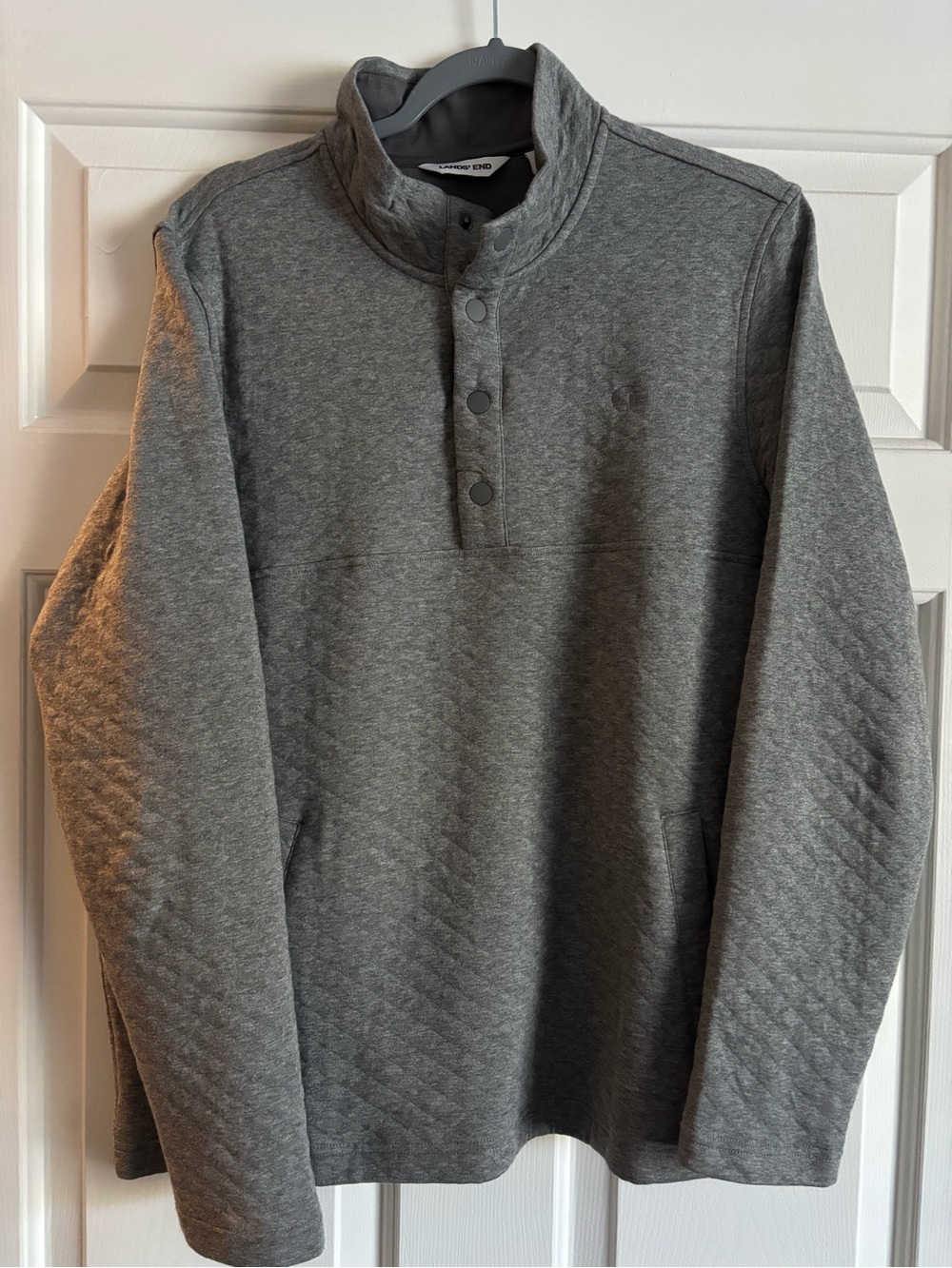 Chase Bank Land’s End Banker Quilted Button Shirt Grey Jacket | Men’s M